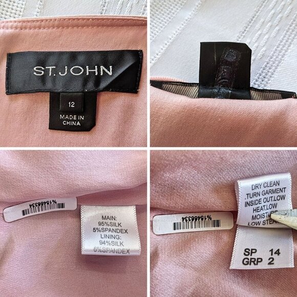 2014 ST. JOHN Watercolor Stripe Silk-Printed Shift Dress Size 12 - Picture 3 of 8